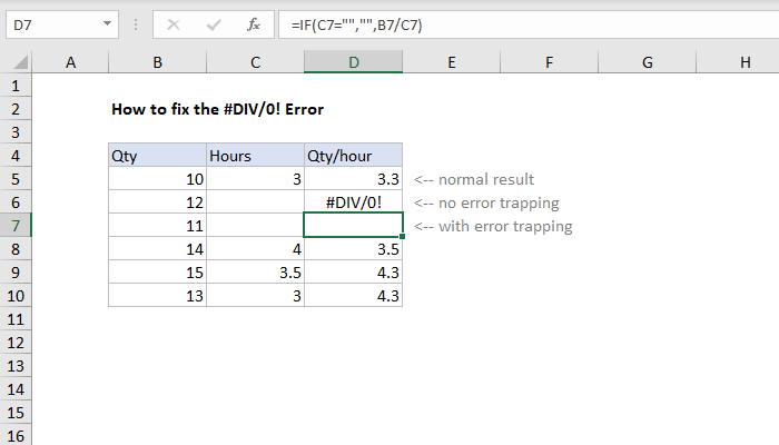 Excel Formula How To Fix The Div0 Error Exceljet 9828
